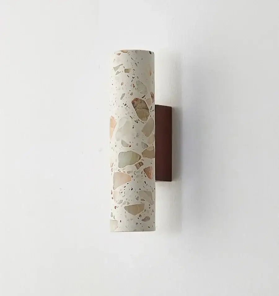 Wabi sabi terrazzo and wood led wall lights bedroom sconce