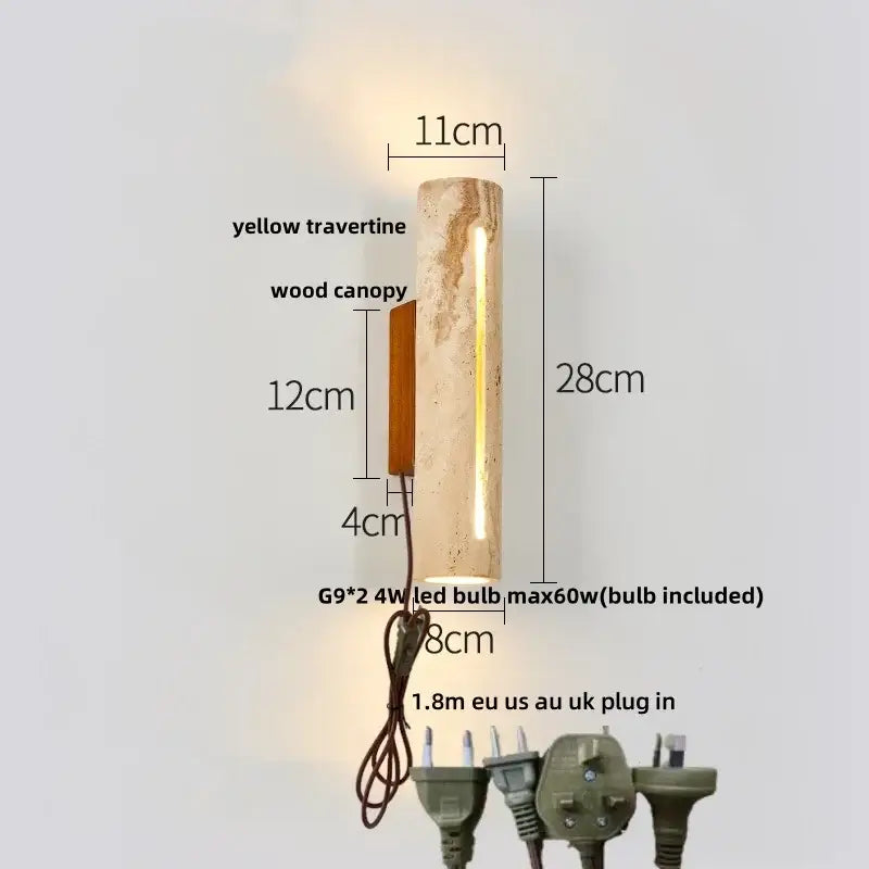 Wabi sabi terrazzo and wood led wall lights bedroom sconce