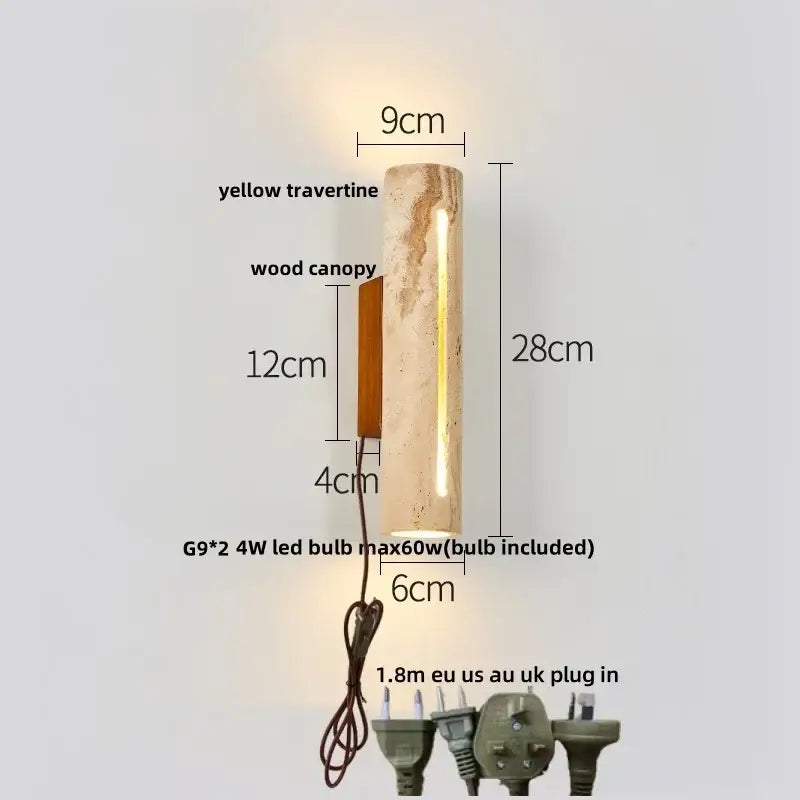 Wabi sabi terrazzo and wood led wall lights bedroom sconce