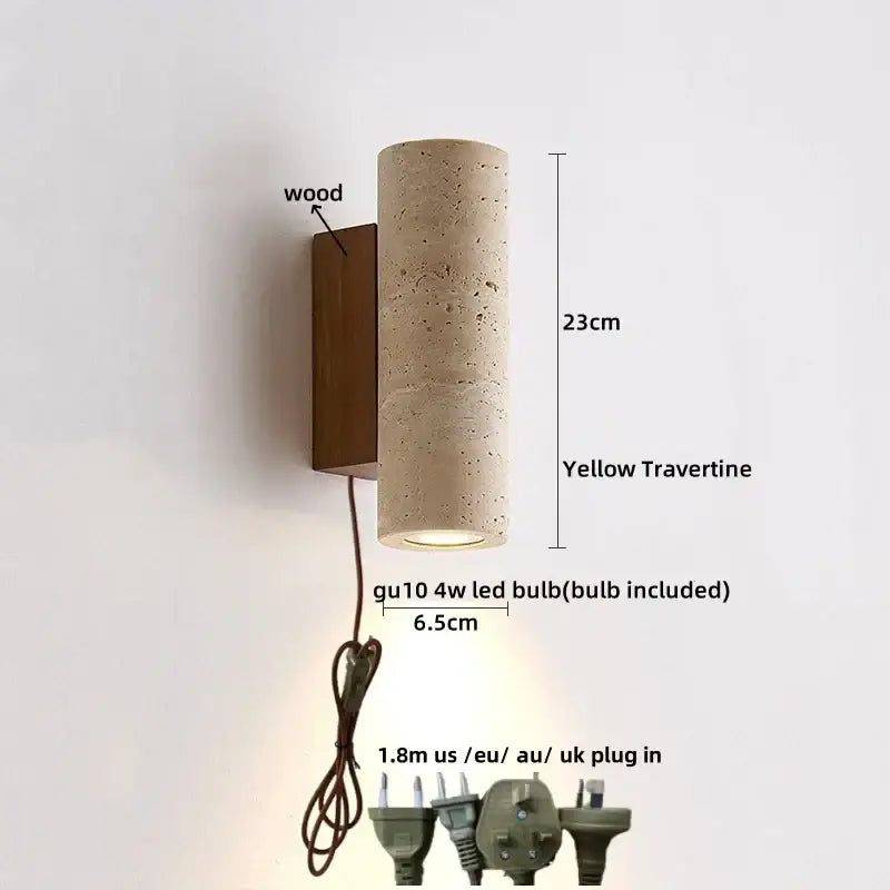 Wabi sabi terrazzo and wood led wall lights bedroom sconce