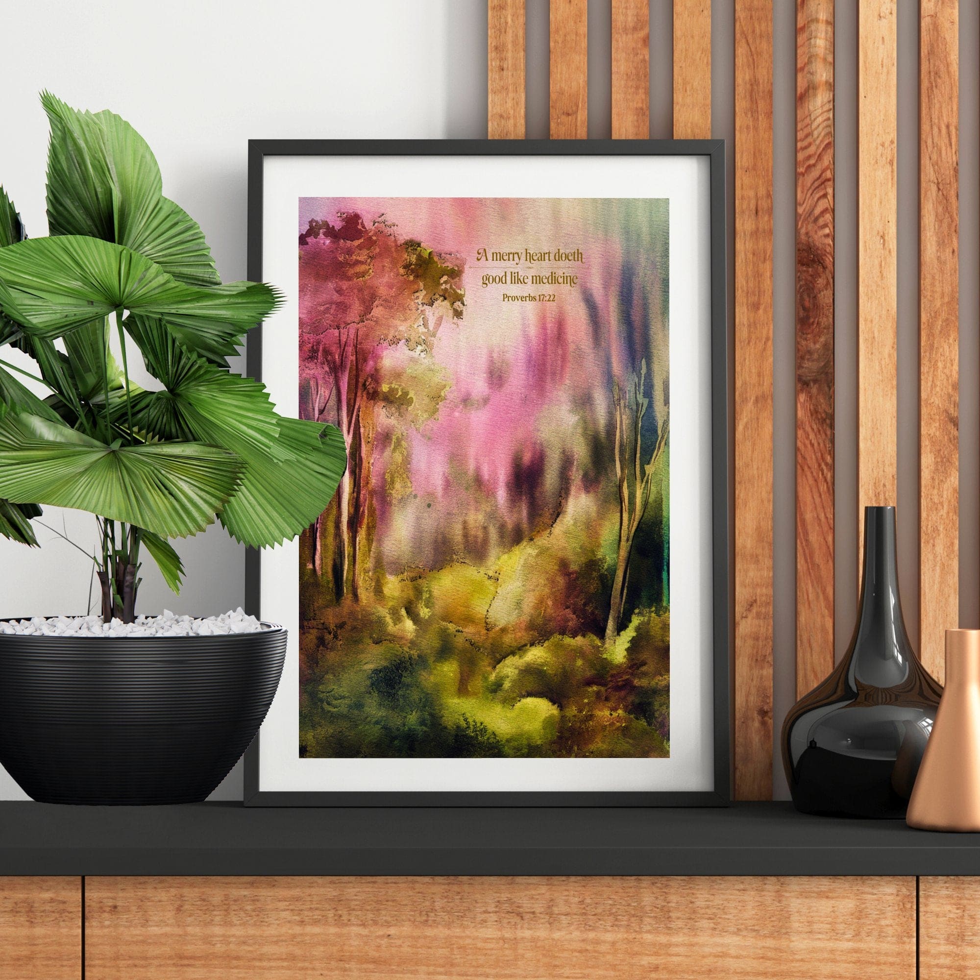 Wall Decor Giclee Poster Art Print - a Merry Heart Doeth Good - Inspired Artwork