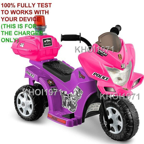 AC Wall Charger Adapter for Kid Motorz Little Police Patrol Ride-On Motorcycle
