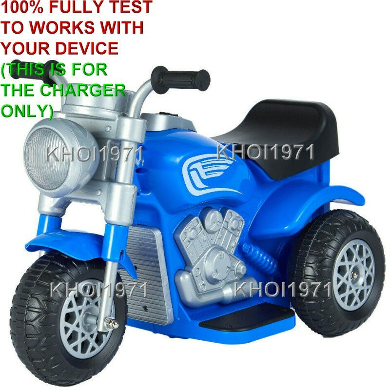 AC Wall Charger Adapter for 6V Battery 3-Wheel Ride-On Motorcycle Toy in Blue and Red