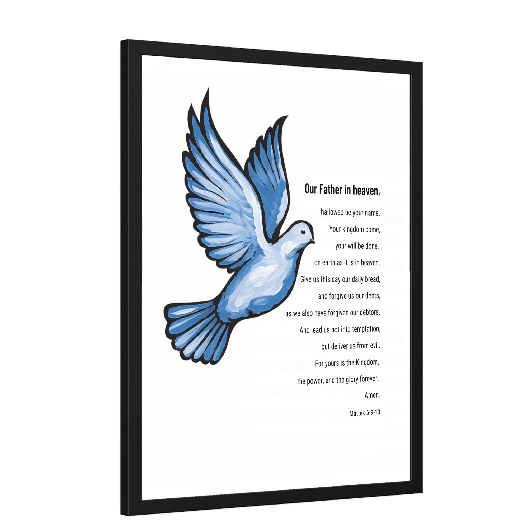Wall Decor Giclee Poster Art Print - our Father Bible Verse - Dove Illustration