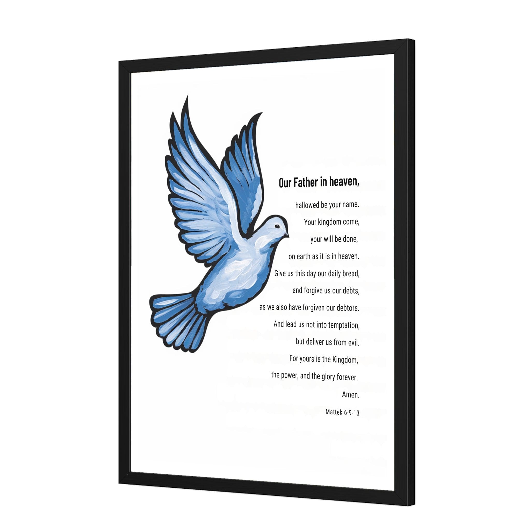 Wall Decor Giclee Poster Art Print - our Father Bible Verse - Dove Illustration