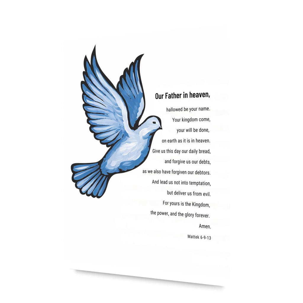 Wall Decor Giclee Poster Art Print - our Father Bible Verse - Dove Illustration