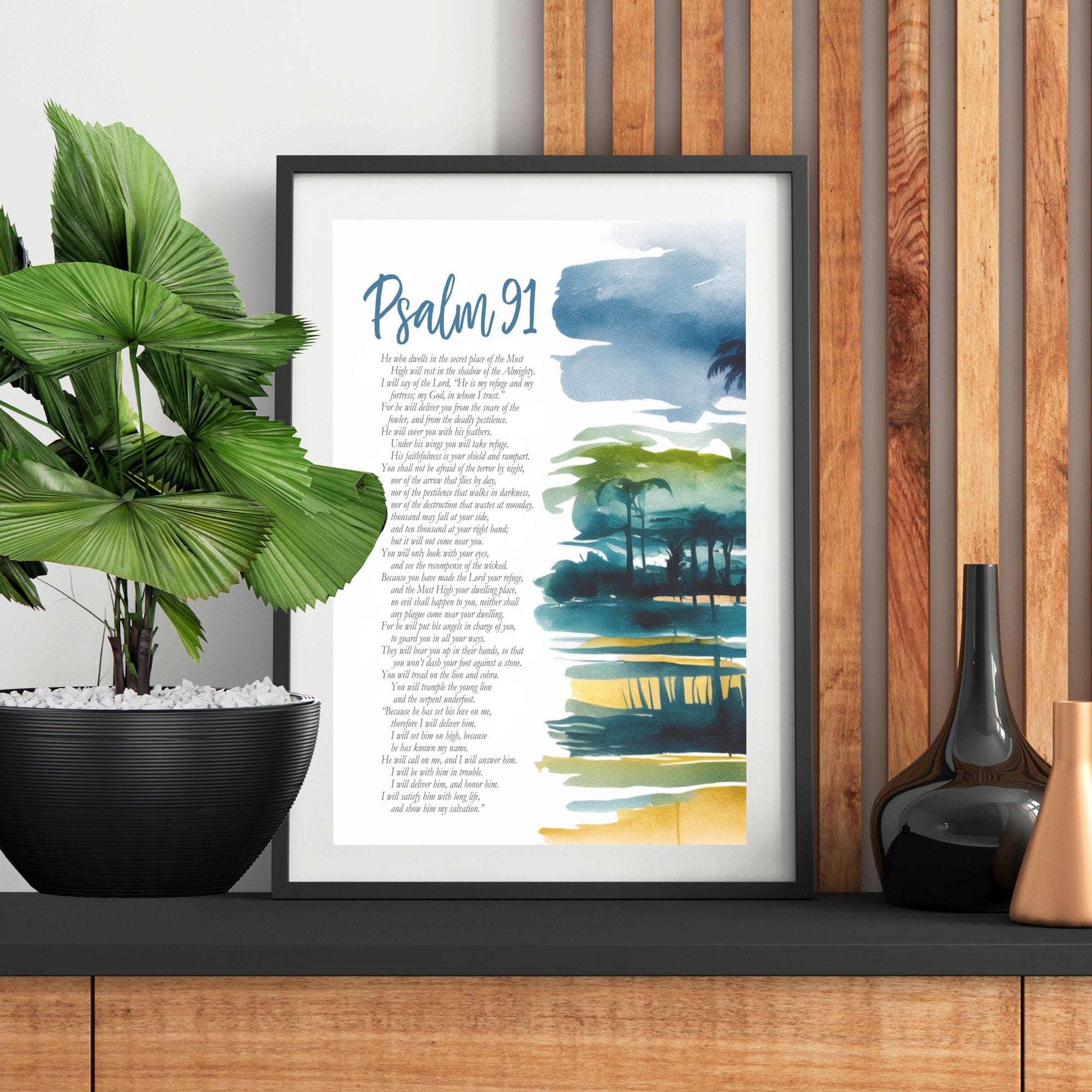 Wall Decor Giclee Poster Art Print - Psalm 91 Inspiration