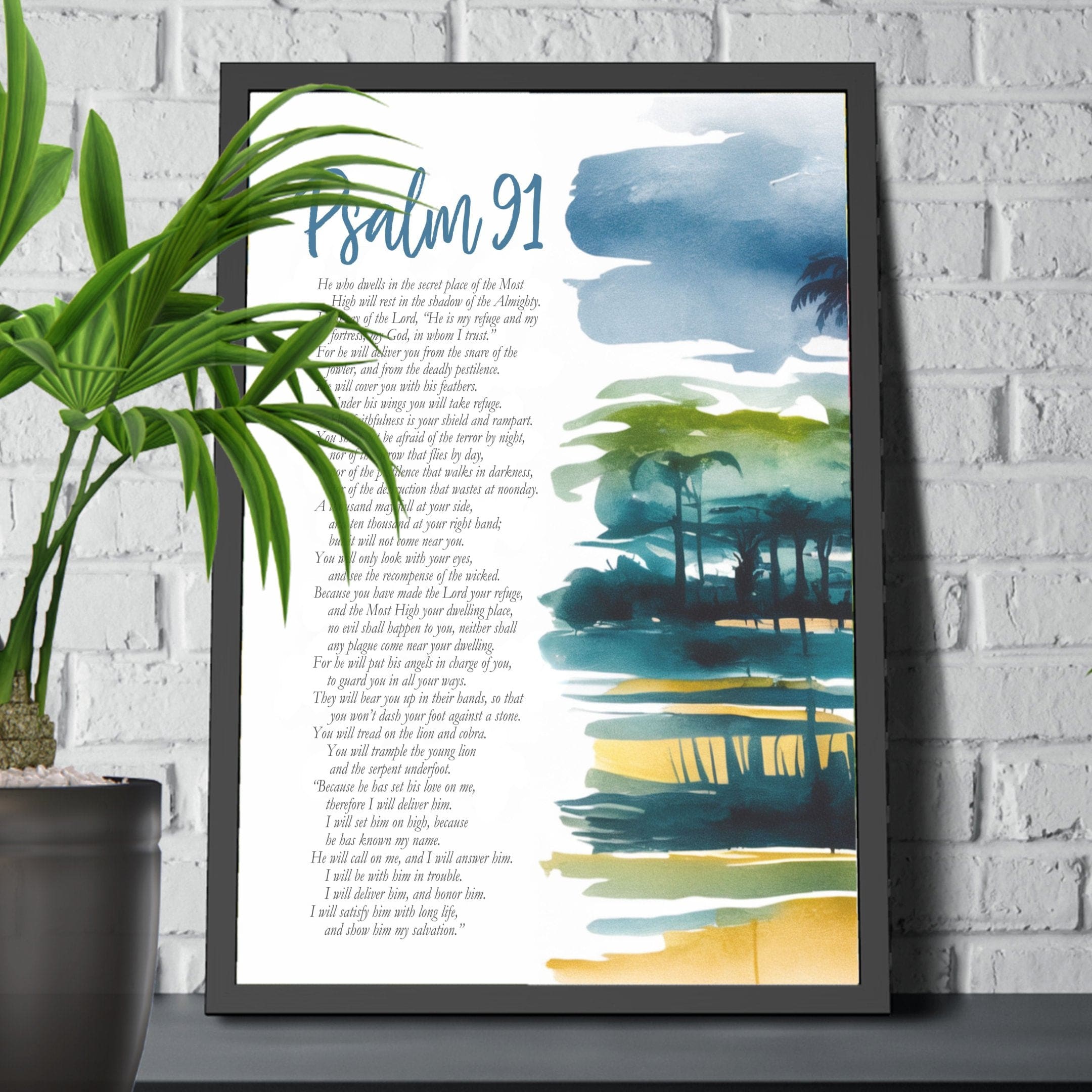 Wall Decor Giclee Poster Art Print - Psalm 91 Inspiration