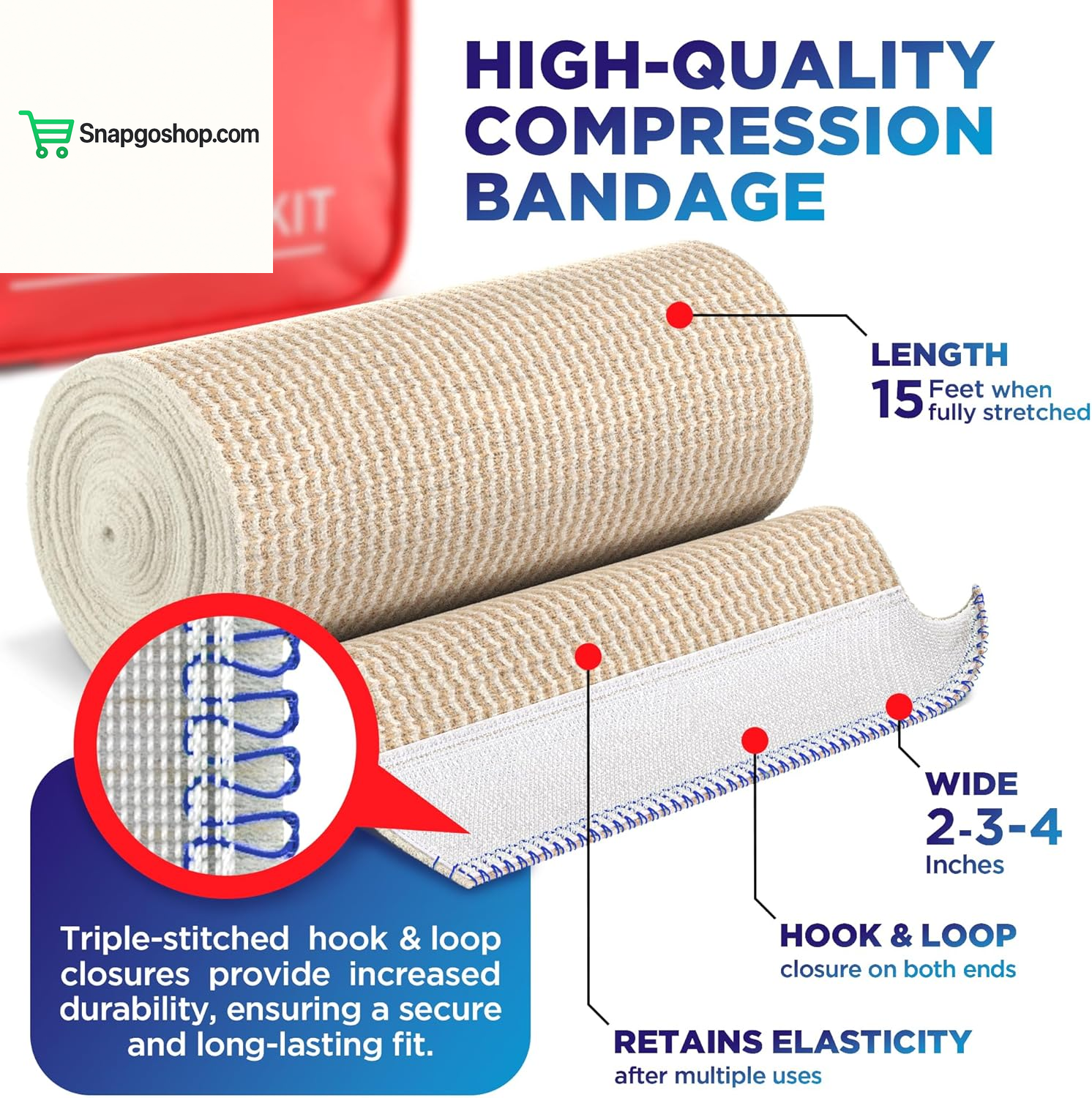 High-Performance Elastic Bandage Wrap - 6 Pack (2X2In, 2X3In, 2X4In) - Self-Closing Strong Compression Bandage Wrap for Feet, Ankles, Wrists, and Knees