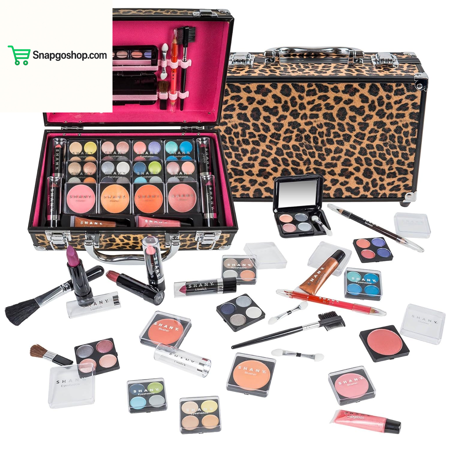 Carry All Makeup Train Case with Pro Makeup Set, Makeup Brushes, Lipsticks, Eye Shadows, Blushes, Powders, and More - Reusable Makeup Storage Organizer - Premium Gift Packaging - Pink