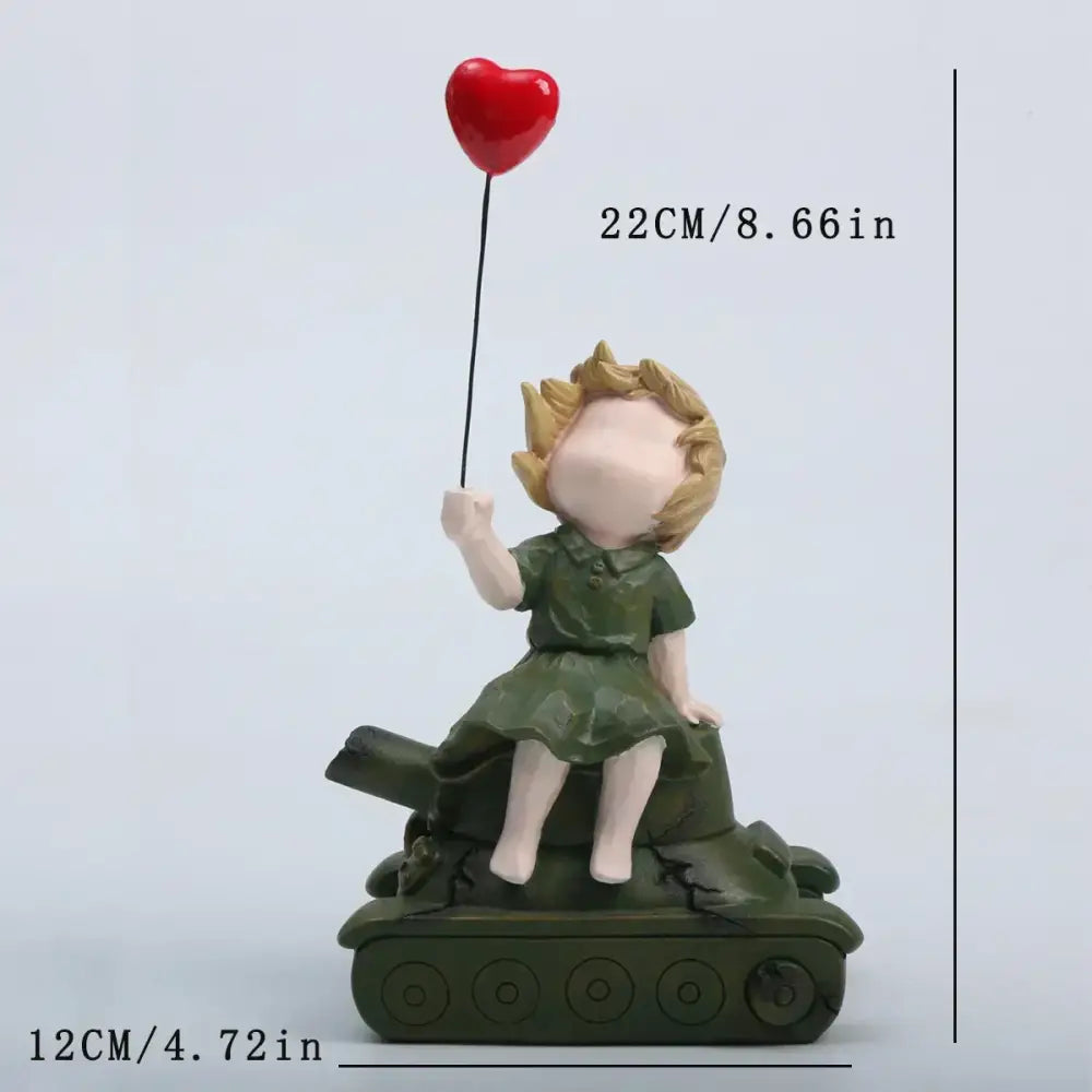 Whimsical balloon girl tank resin statues living room decor