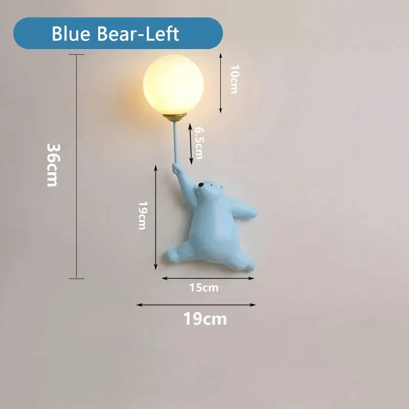 Whimsical bear 3d moon wall lamp bedroom interior lighting