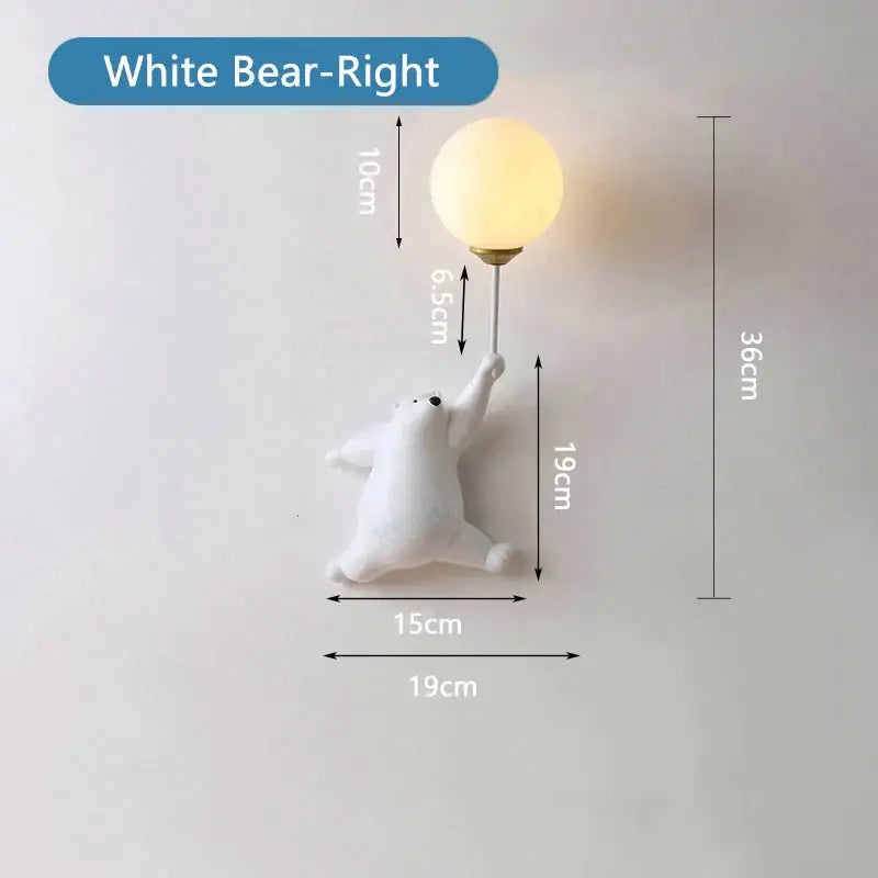 Whimsical bear 3d moon wall lamp bedroom interior lighting