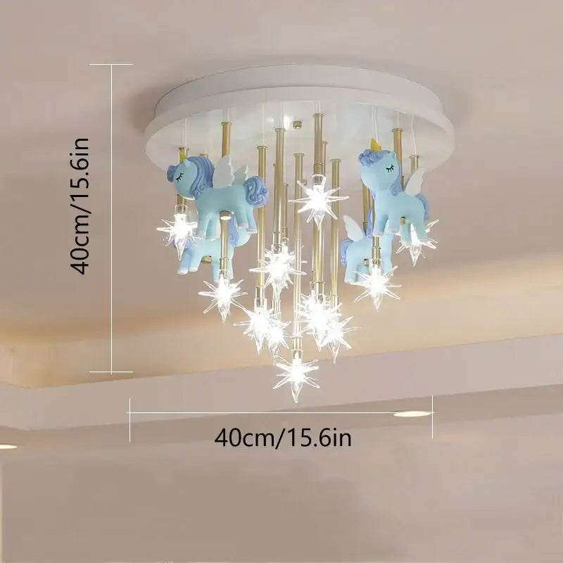 Whimsical blue & white anime animal ceiling light kids bedroom