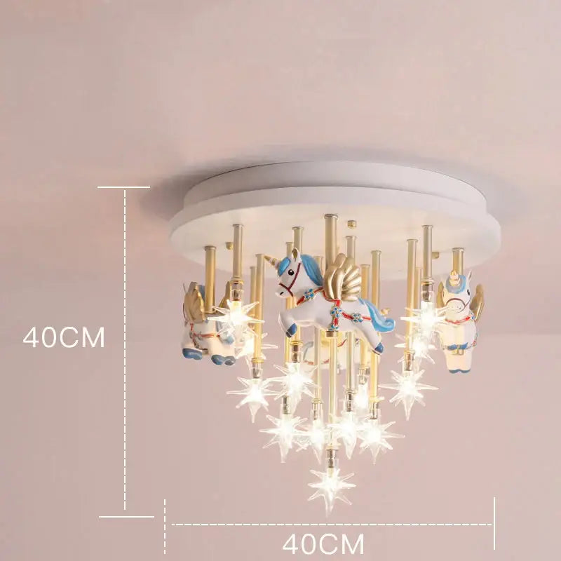 Whimsical blue & white anime animal ceiling light kids bedroom