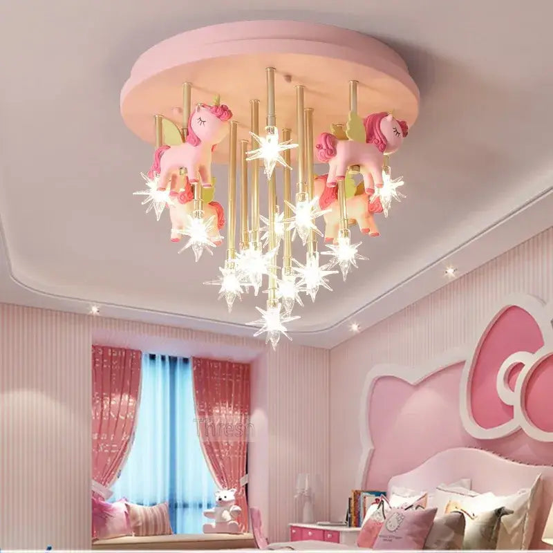 Whimsical blue & white anime animal ceiling light kids bedroom