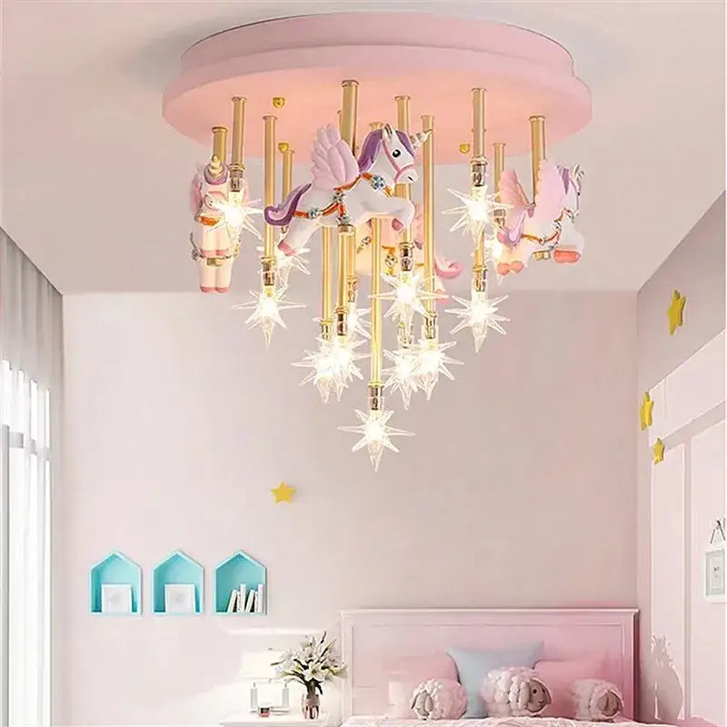 Whimsical blue & white anime animal ceiling light kids bedroom