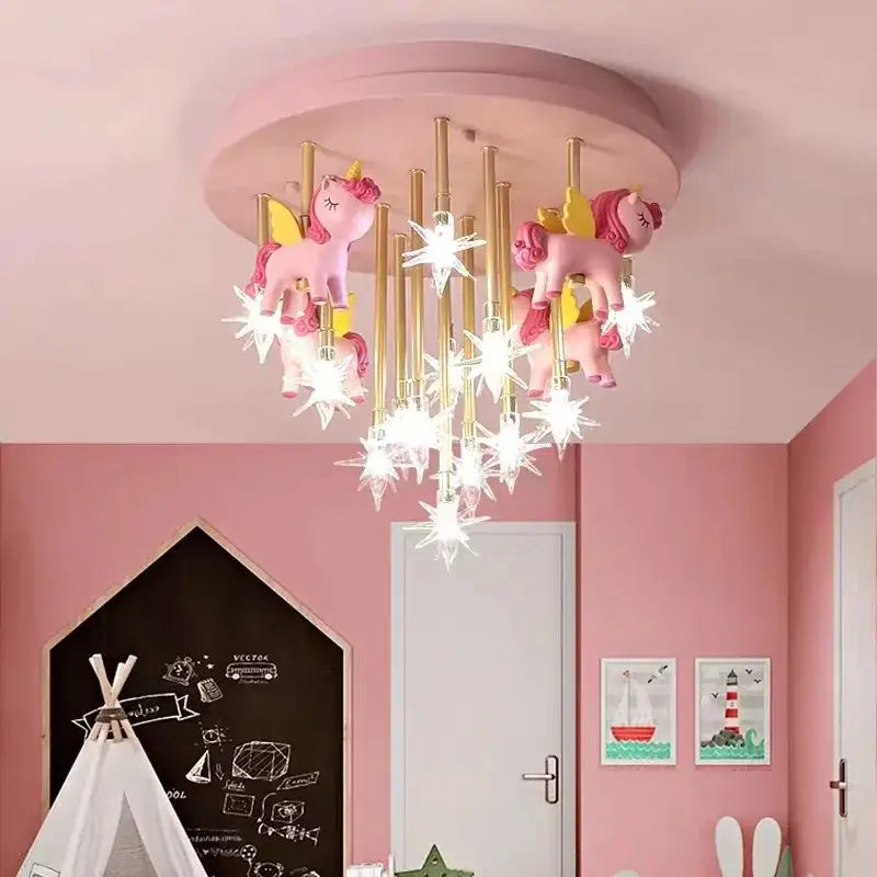 Whimsical blue & white anime animal ceiling light kids bedroom