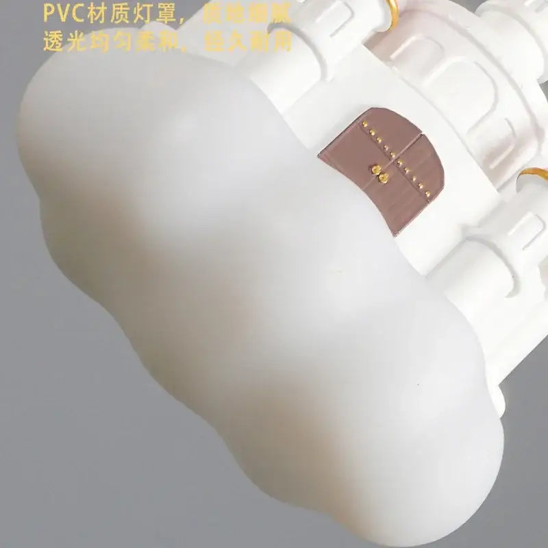 Whimsical pink & white castle kids chandelier led bedroom light