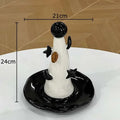 Whimsical white and brown ceramic jewelry display stand bedroom decor
