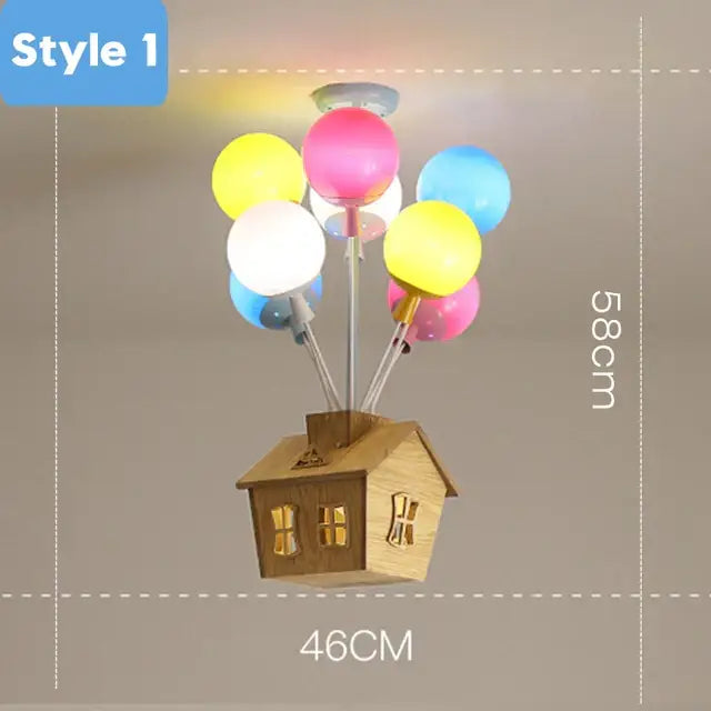 Whimsical wooden house balloon ceiling chandelier for nursery