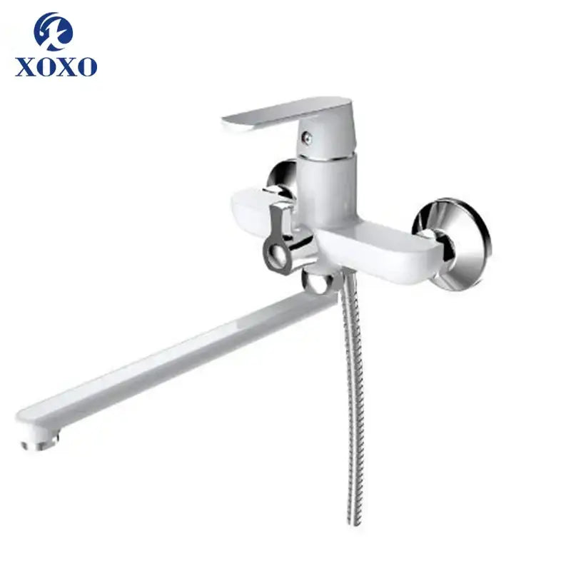 White and chrome bathtub shower faucet bathroom handheld showerhead