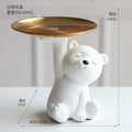 White and gold bear figurine storage box living room decor