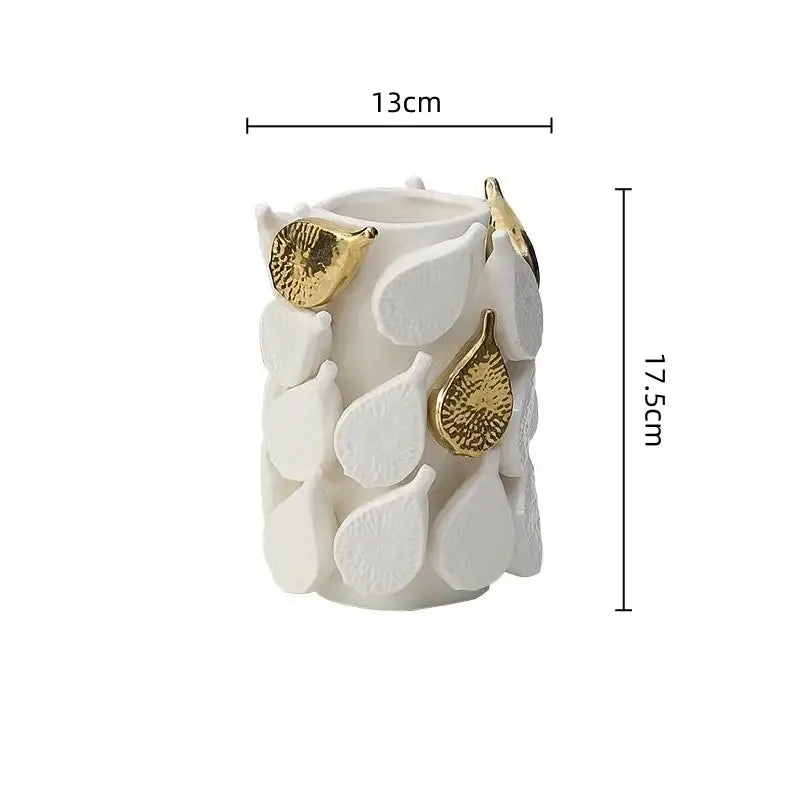 White and gold carambola ceramic vase living room decor