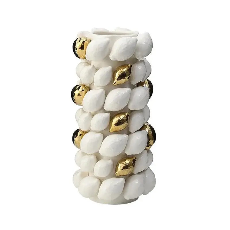 White and gold carambola ceramic vase living room decor