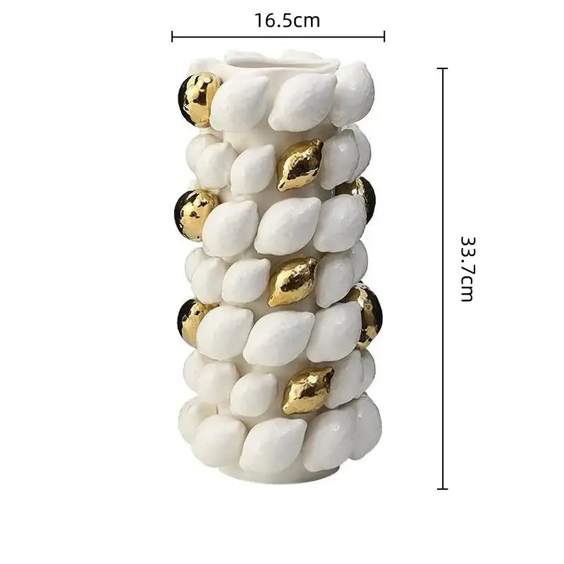 White and gold carambola ceramic vase living room decor