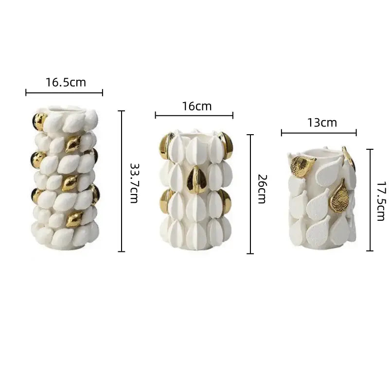 White and gold carambola ceramic vase living room decor