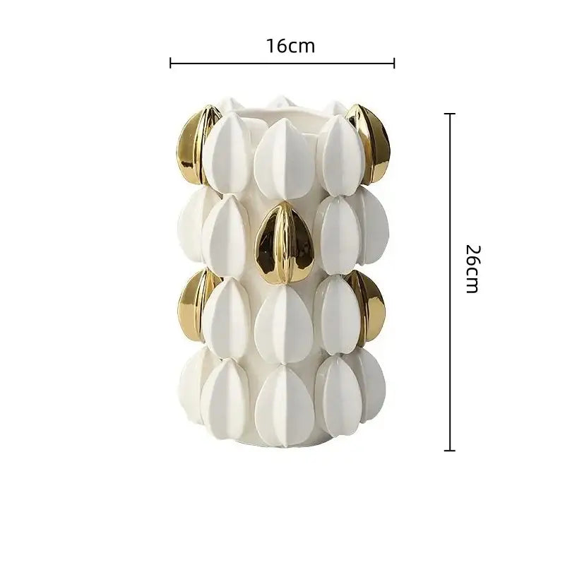 White and gold carambola ceramic vase living room decor