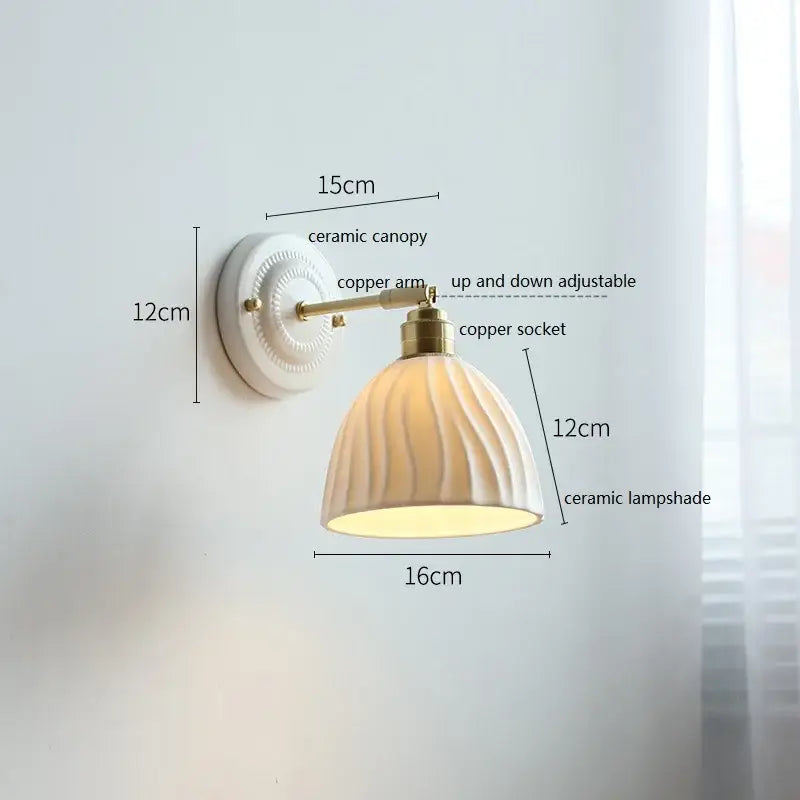 White and gold ceramic led wall light bedroom sconce