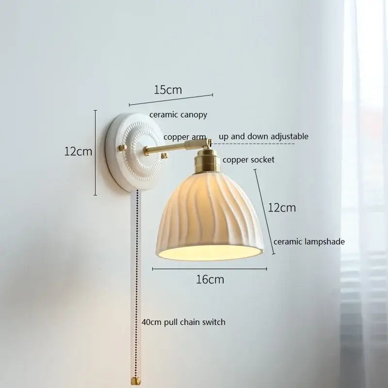 White and gold ceramic led wall light bedroom sconce