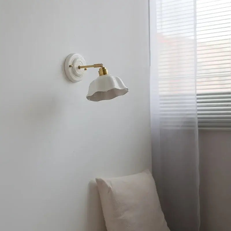 White and gold ceramic led wall light bedroom sconce