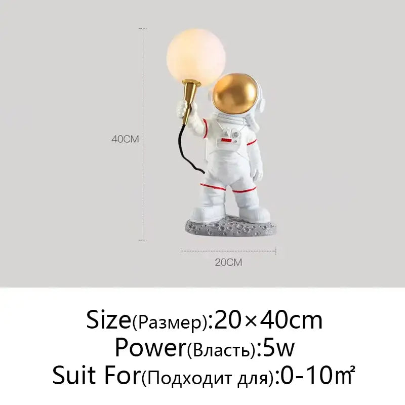White and gold decorbites astronaut moon wall lamp bedroom light