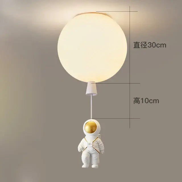 White and gold decorbites astronaut space ball ceiling lamp kids room
