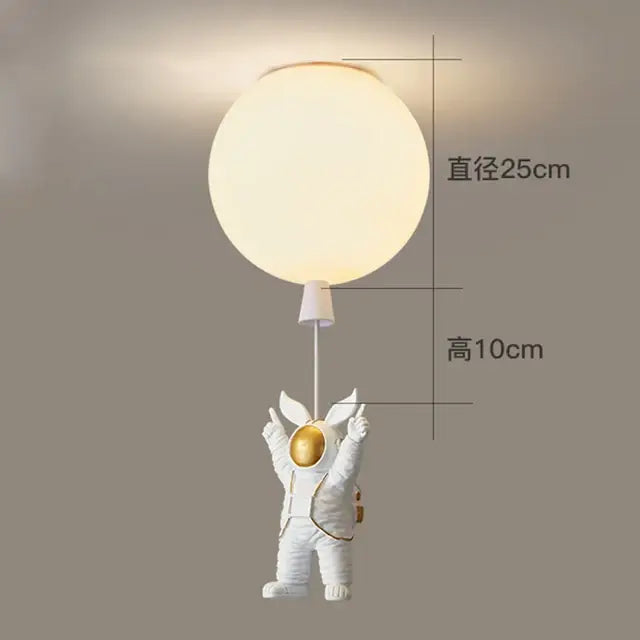 White and gold decorbites astronaut space ball ceiling lamp kids room