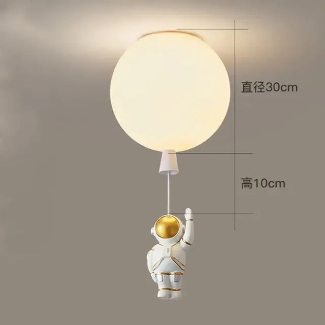 White and gold decorbites astronaut space ball ceiling lamp kids room