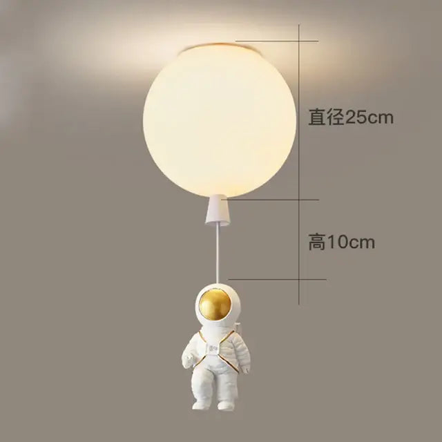 White and gold decorbites astronaut space ball ceiling lamp kids room