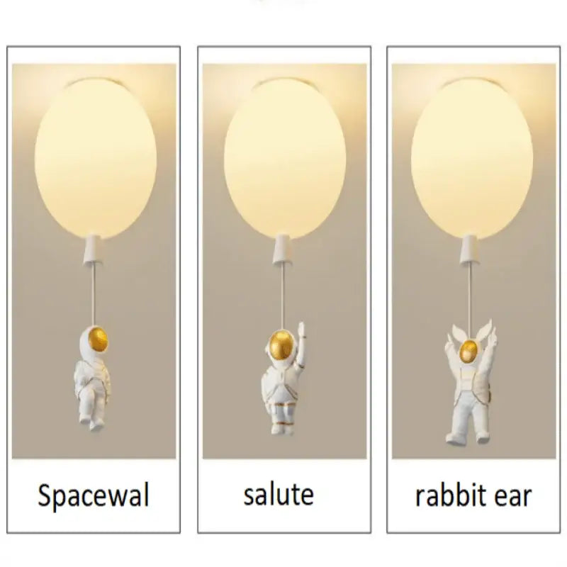 White and gold decorbites astronaut space ball ceiling lamp kids room