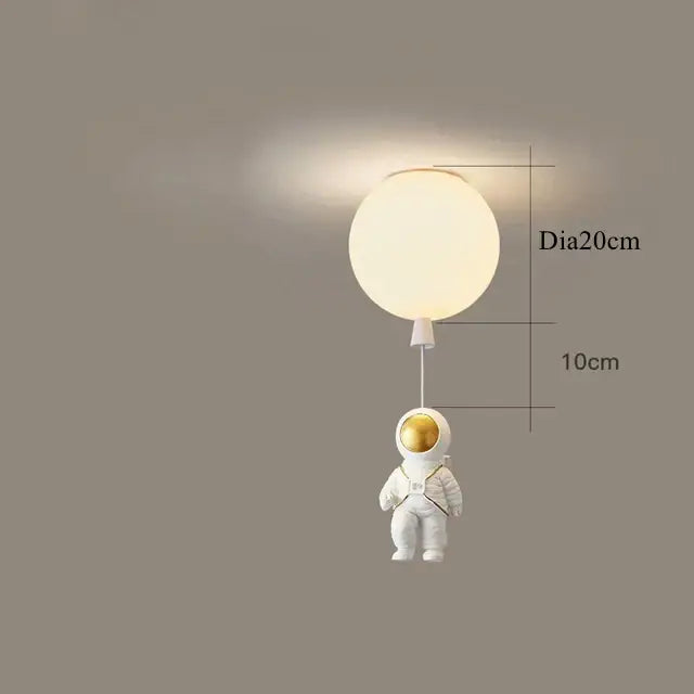 White and gold decorbites astronaut space ball ceiling lamp kids room