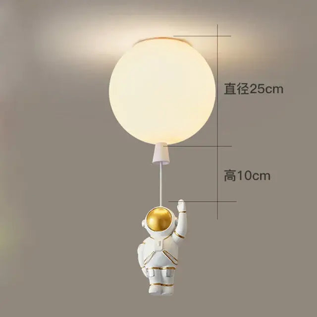 White and gold decorbites astronaut space ball ceiling lamp kids room