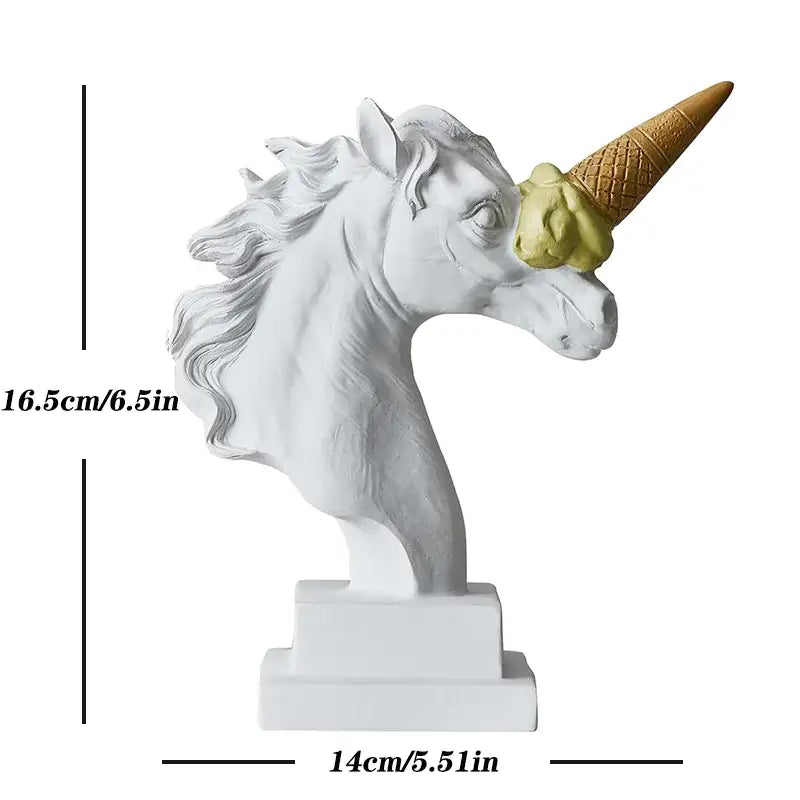 White and gold ice cream horse head sculpture office decor