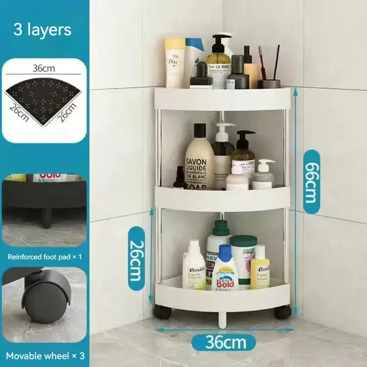 White and gray 5-tier rolling cart storage rack for kitchen organizing