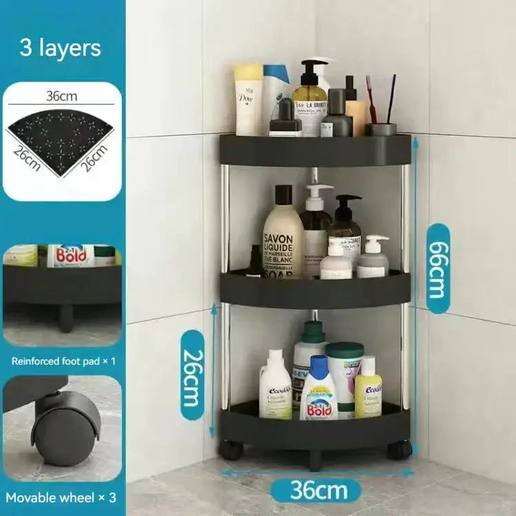 White and gray 5-tier rolling cart storage rack for kitchen organizing
