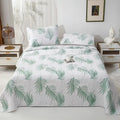White and gray blue cotton quilted embroidered bedspread set bedroom