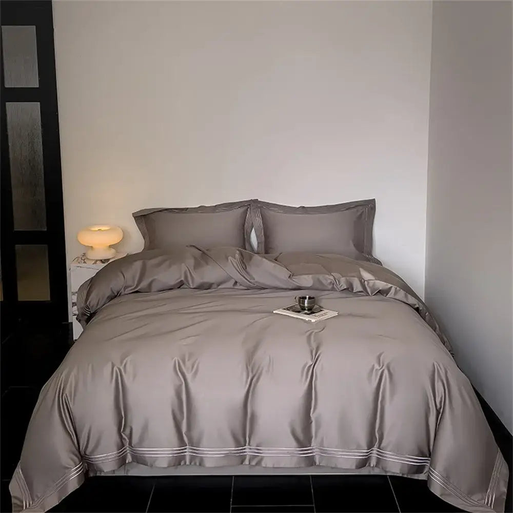 White and gray egyptian cotton bedding set – bedroom duvet cover