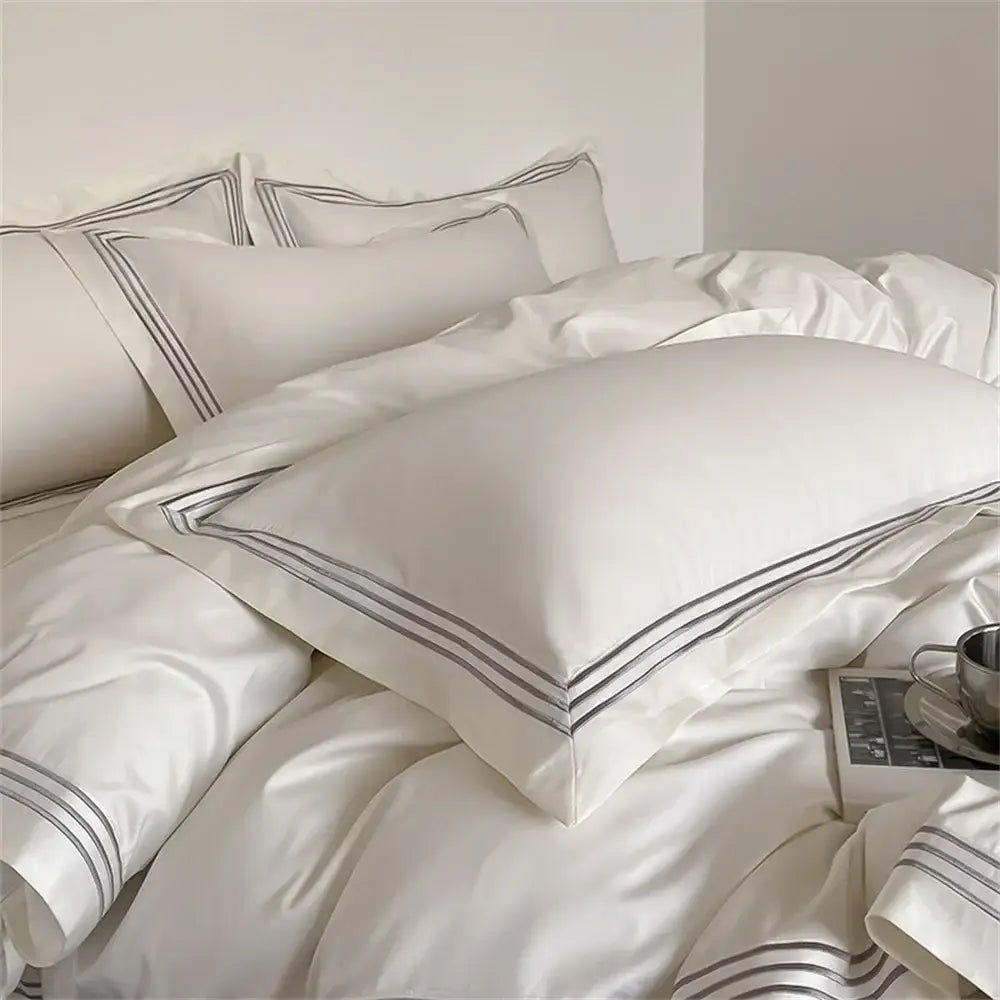 White and gray egyptian cotton bedding set – bedroom duvet cover