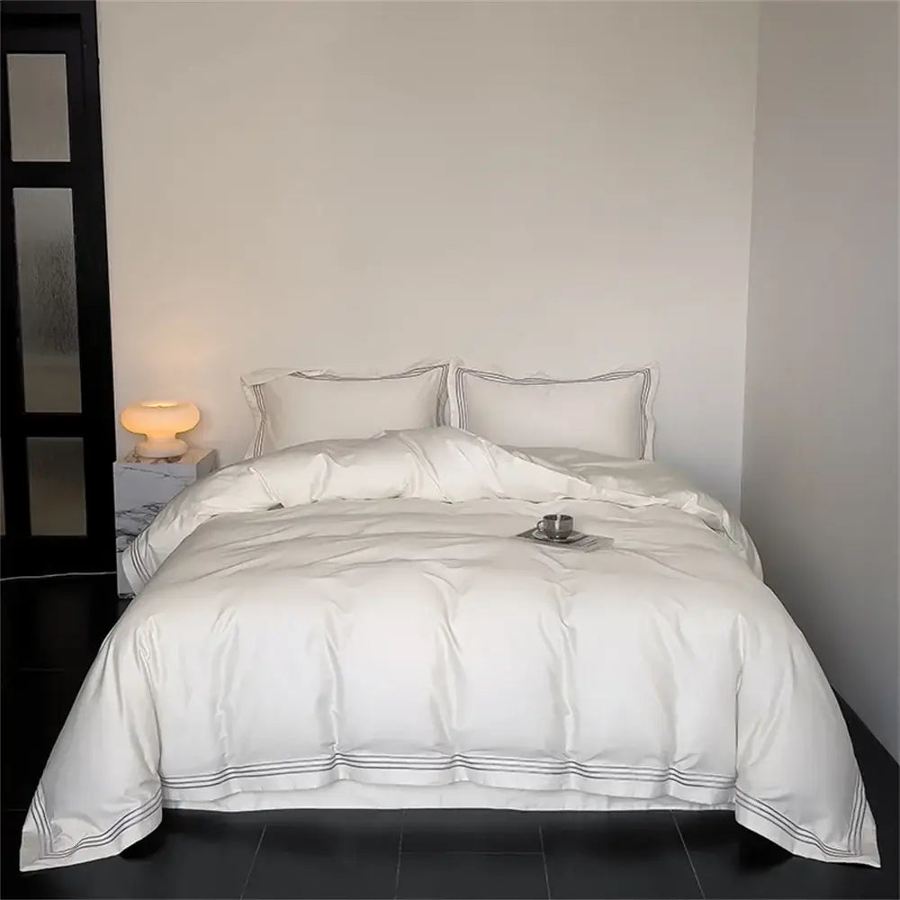 White and gray egyptian cotton bedding set – bedroom duvet cover
